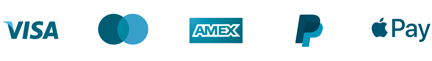 Visa, MasterCard, American Express, PayPal, Apple Pay