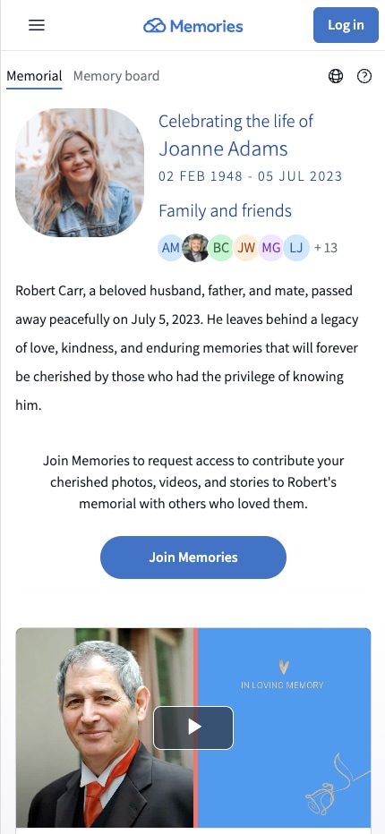 Memories.net screenshot